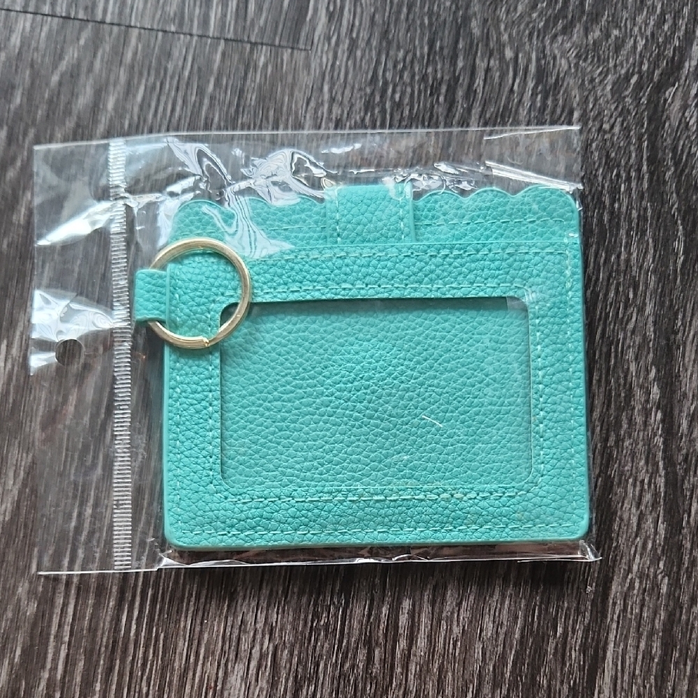 🌸 Aqua Leather Card Holder
